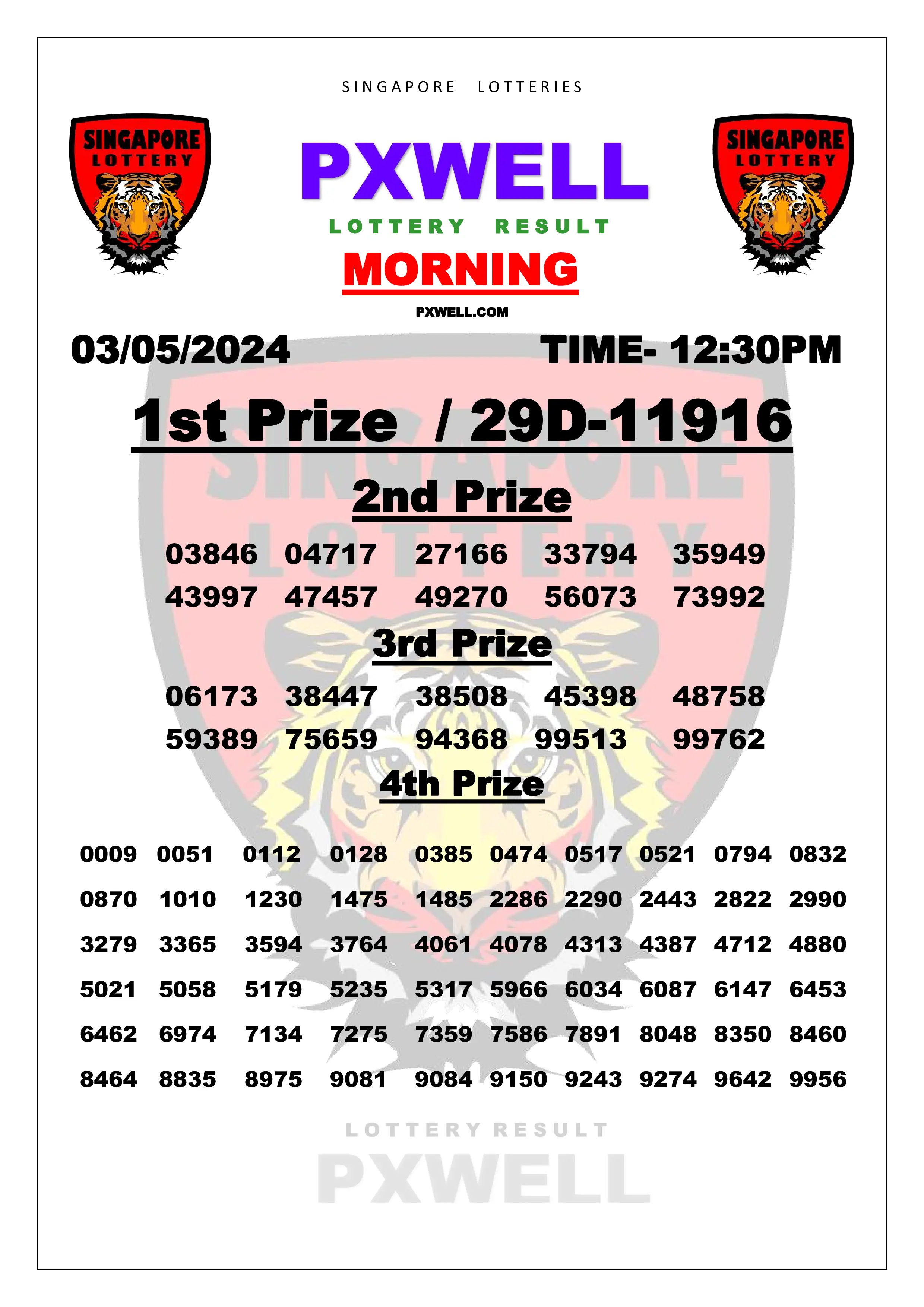 SINGAPORE PXWELL LOTTERY 12:30 PM 2024-05-03 12:30:00