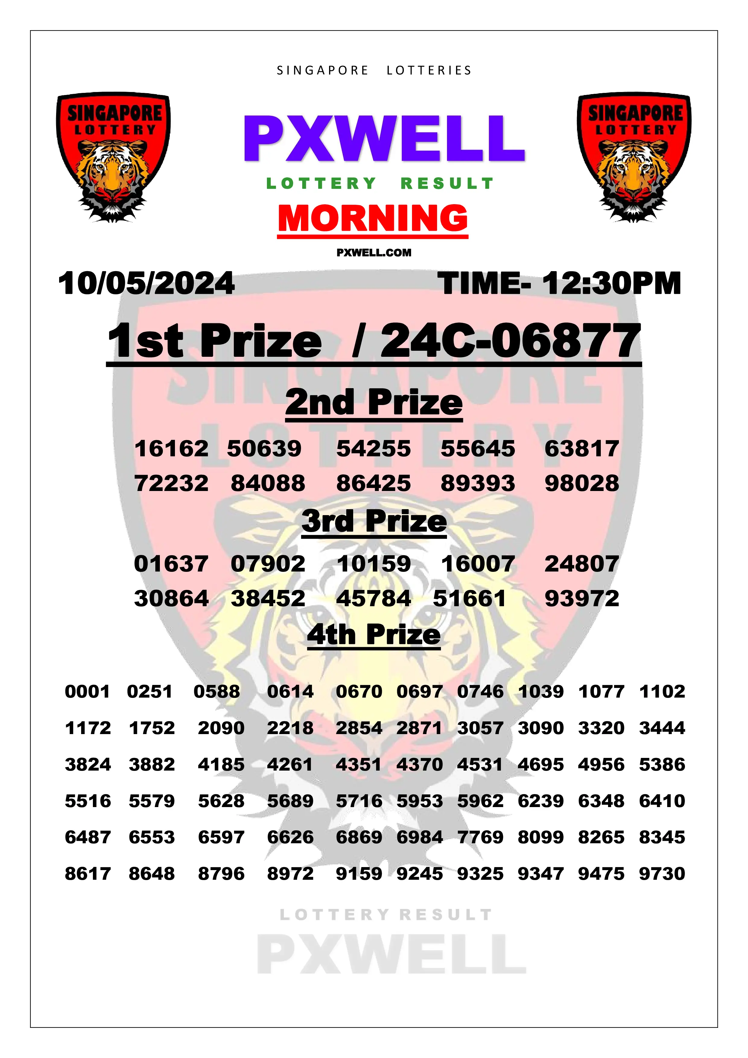 SINGAPORE PXWELL LOTTERY 12:30 PM 2024-05-10 12:30:00